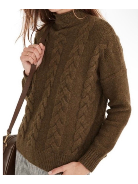 Madewell Sweaters - Women's Madewell Cable Knit mock neck Sweater Olive Size XS